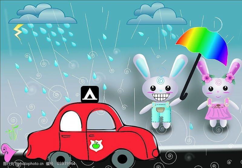 两只可爱小兔子图片素材