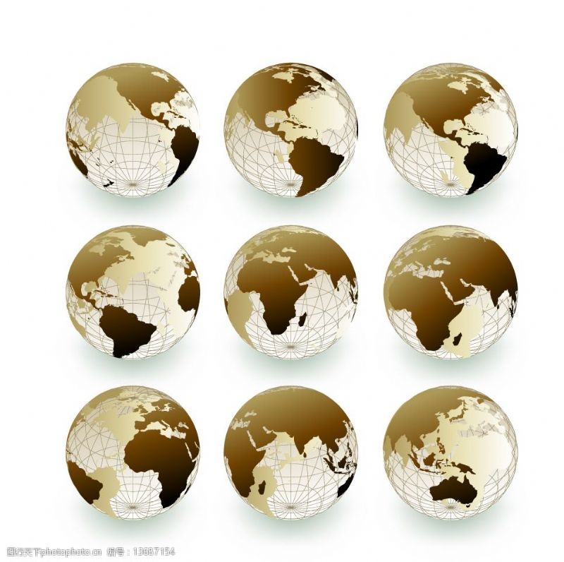 水晶球各种角度的地球图片