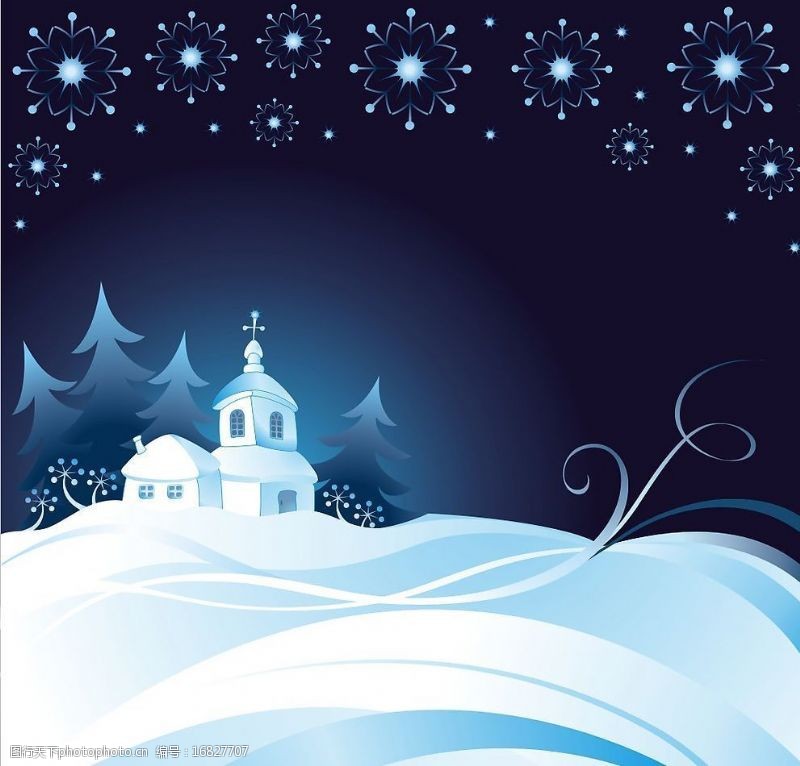 圣诞小屋冬天雪景图片