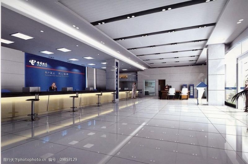 材质灯光齐全中国电信顺昌办公大楼营业厅图片