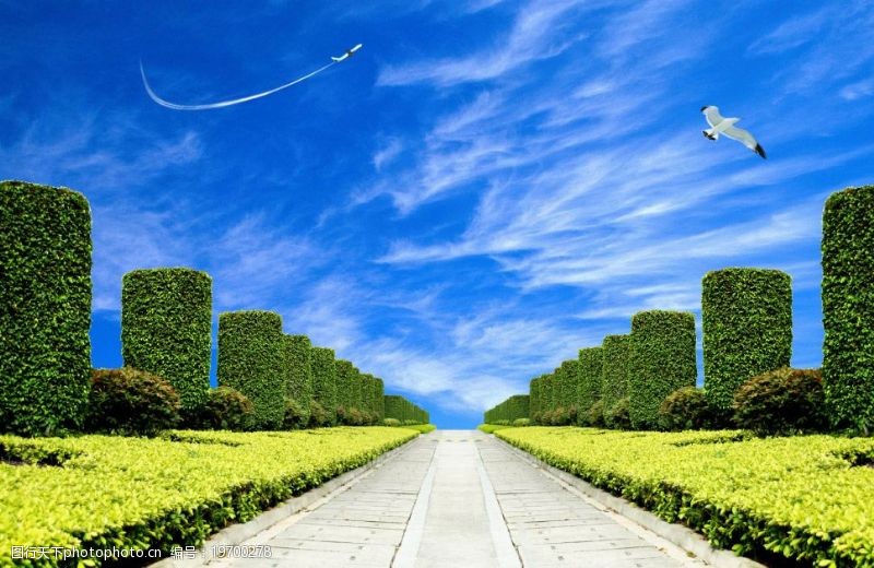 欧式走廊天空绿色走廊房地产图片