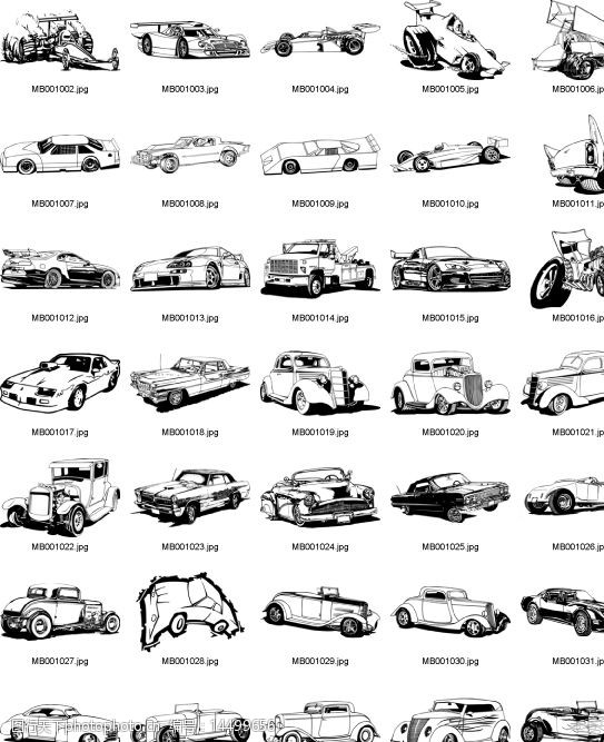 经典的汽车图片132个经典的黑白卡通汽车图案图片