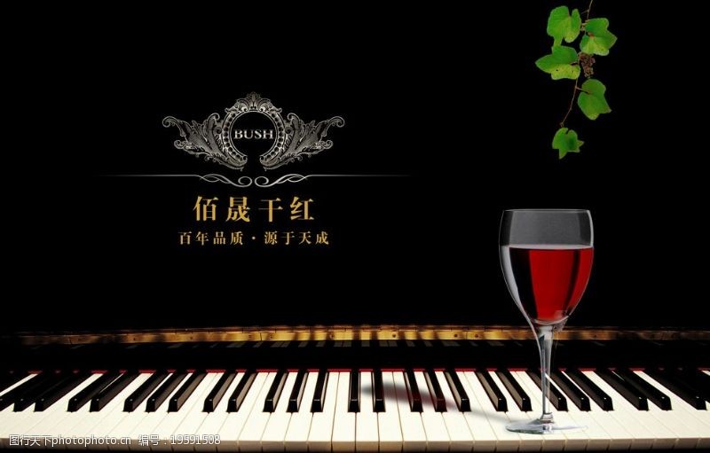 钢琴红酒海报图片