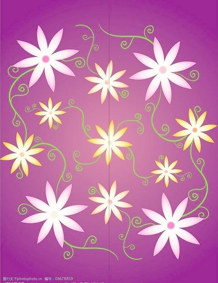 韩国花纹图库手绘紫色荷花图片