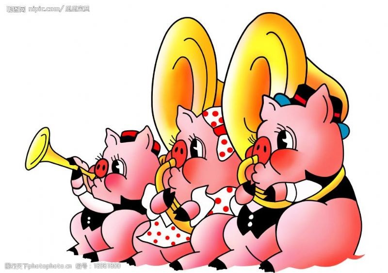 卡通喇叭吹喇叭的小猪图片
