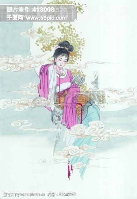 貂蝉素材下载中华艺术绘画古画绘画仙女神仙嫦娥貂蝉西施中国古代绘画