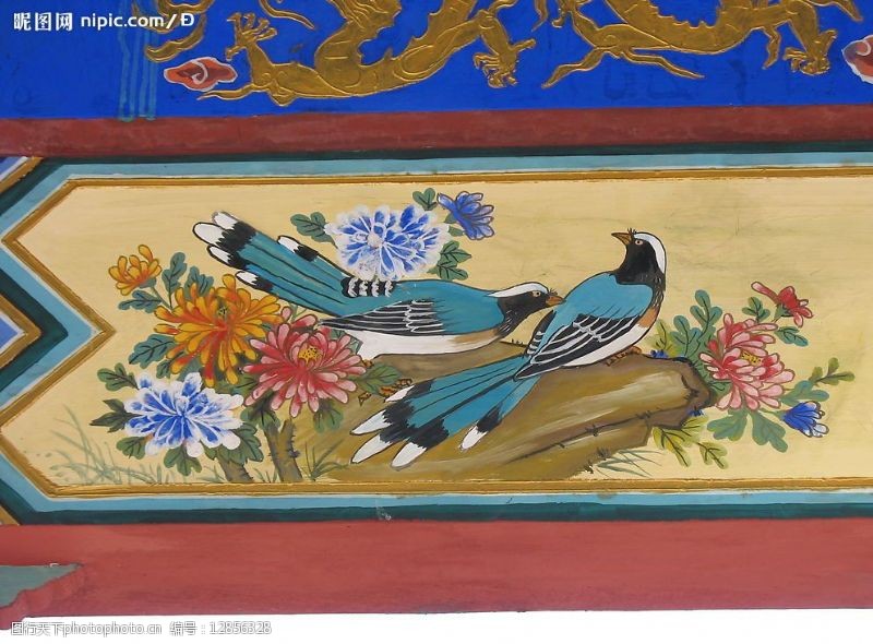 绶带鸟古建彩绘图片