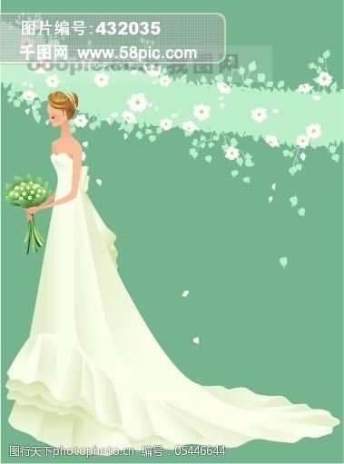 40P之37卡通系列唯美漂亮的婚纱新娘矢量素材sxzj
