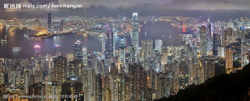 都市丽人香港维多利亚港高清晰夜景照片图片