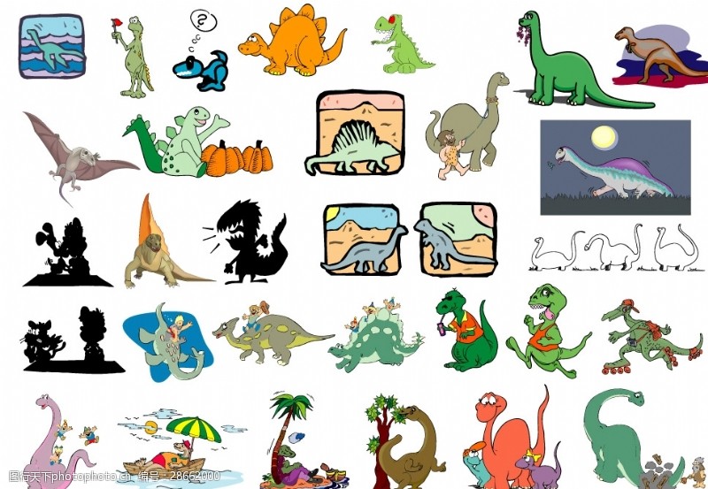 卡通恐龙矢量恐龙