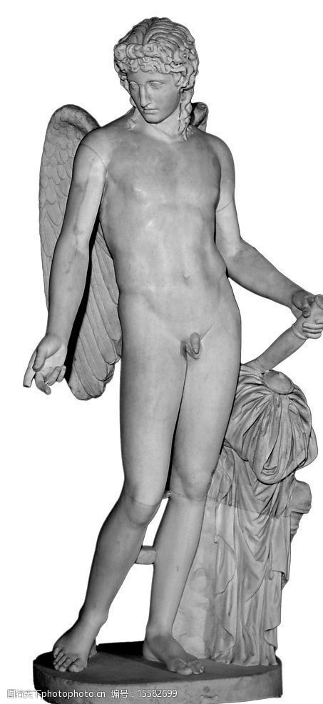 石刻男天使雕塑图片