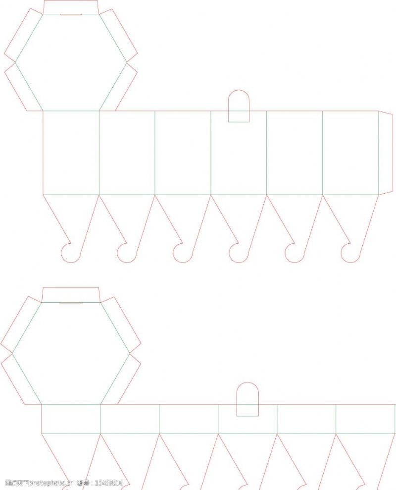盒型结构包装纸盒造型结构展开图图片
