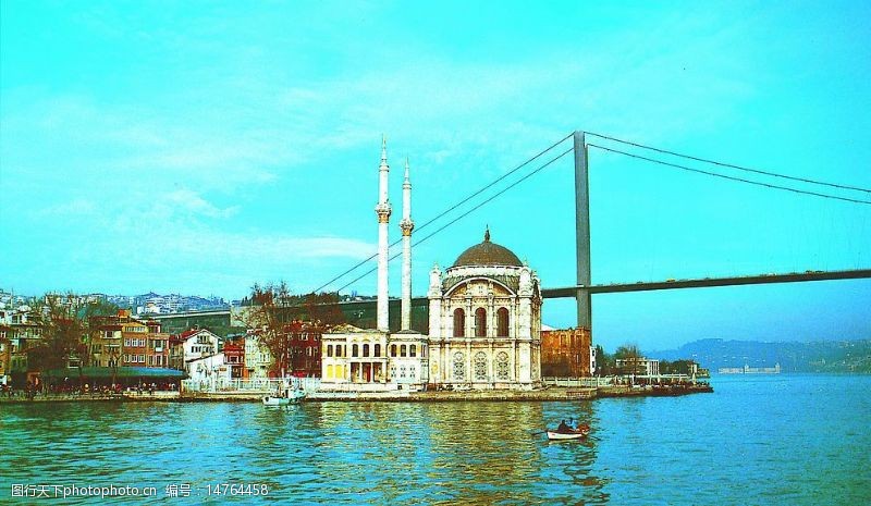 吊桥博斯普鲁斯海峡沿岸清真寺土耳其图片