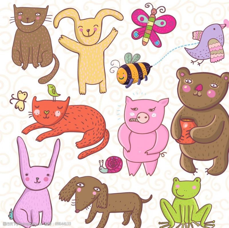 儿童艺术字可爱动物卡通儿童画造型图片