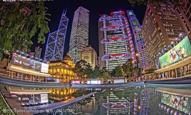 霓虹灯矢量图香港璀璨街景图片