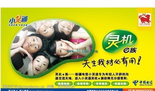 通信宣传中国电信小灵通平面广告矢量图图片