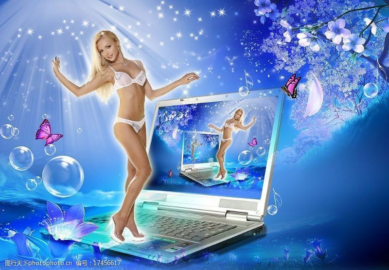 记号笔梦幻美女电脑广告图片