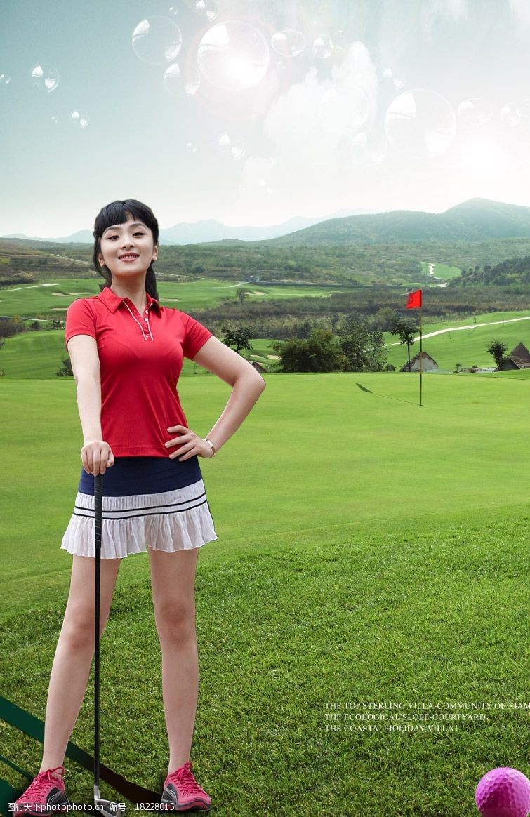 运动美女打高尔夫球的美女图片