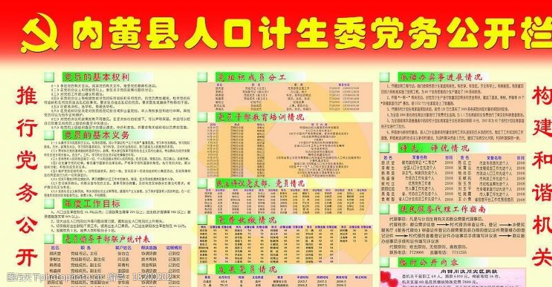 党员发展指南内黄县人口计生委党务公开栏psd图片