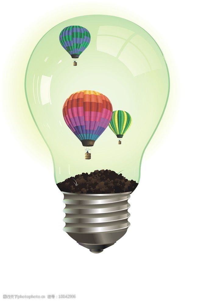 彩色杂志设计灯泡热气球图片