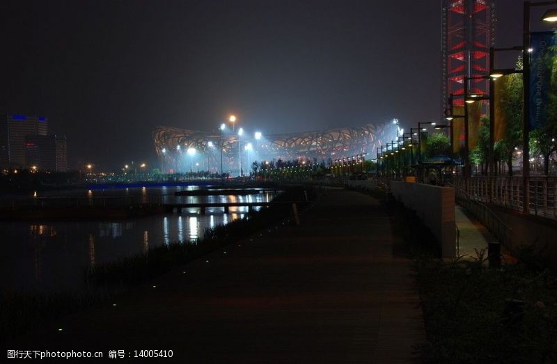 鸟巢奥运公园中心区夜景图片